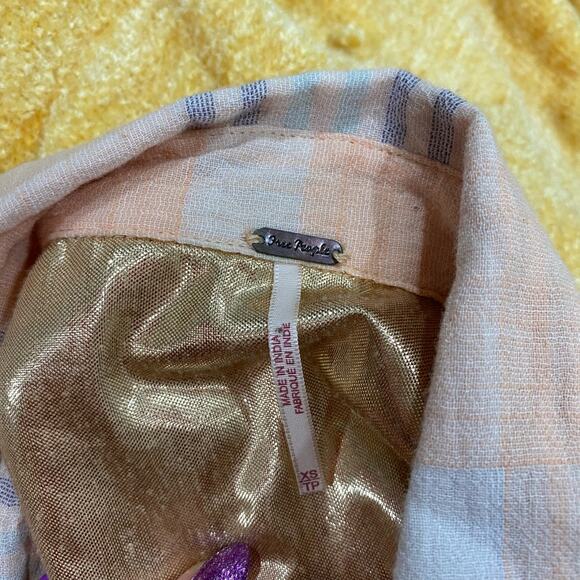 Free People Paradise Garden Cropped Button Up Top Batweing Sleeve - Picture 4 of 11